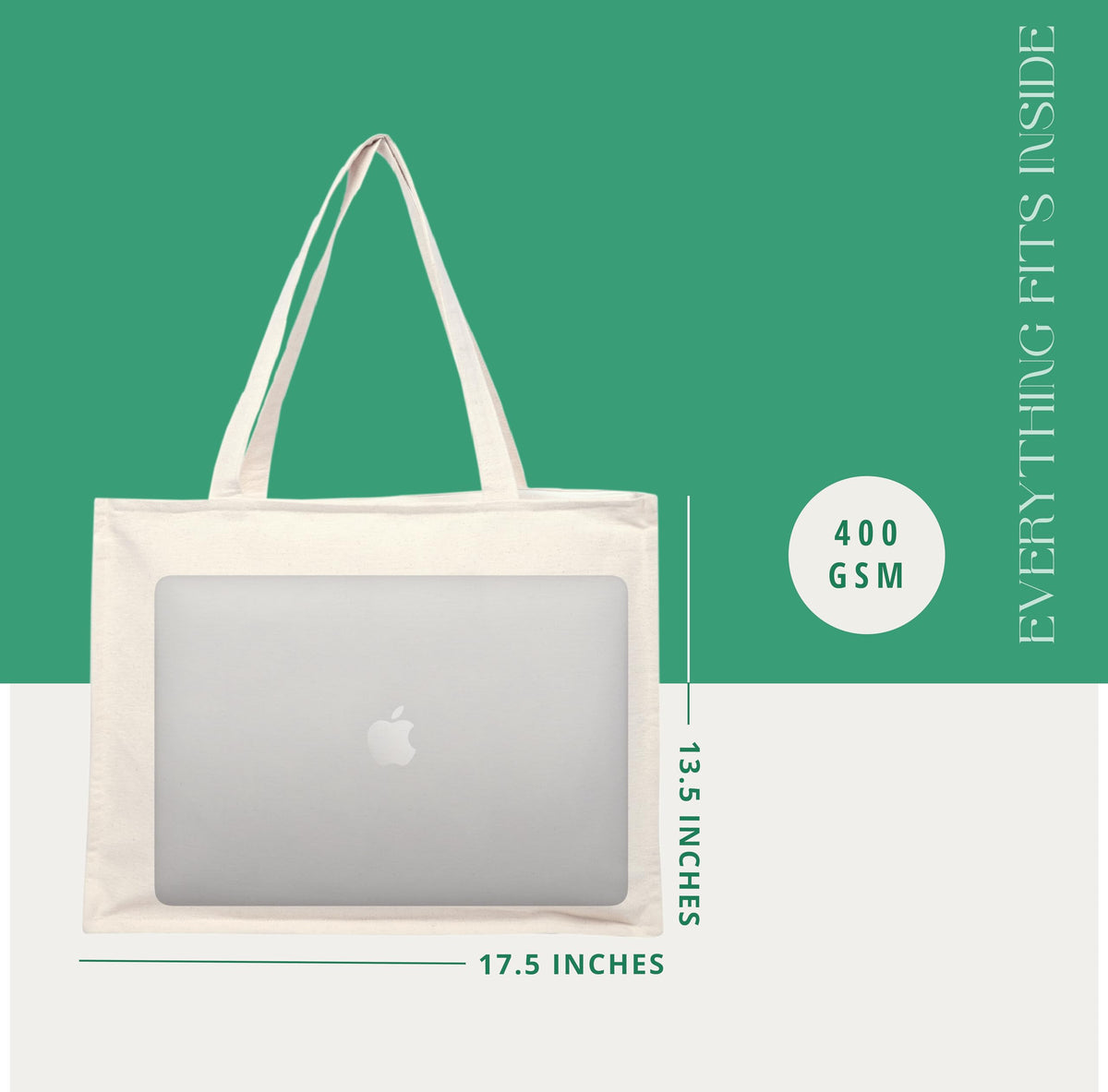 Ecotribe Heavy Duty Canvas Cotton Tote Bag, 35x45 cm, Large Capacity Shoulder Handbag for Office, Travel, Books, Laptop, Gym - FIT AND CONFIDENT