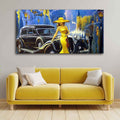 VIBECRAFTS Canvas Paintings for Living Room Drawing Room Woman With Car Canvas Wall Painting Fitted With Wooden Frame for Home | Office | Gift (PTVCH_2450)