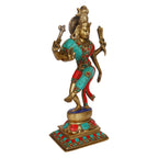 ARTVARKO Brass Ardhanarishvara Ardhnarishwar Statue (Half Shiva & Parvati) Multicolor Stone Handwork | Shiv Parvati Double Avatar | Shiv Parvati Idols for Shivaratri 12.5 Inches
