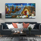 VIBECRAFTS Canvas Paintings for Living Room Drawing Room Three king And Holy Family Canvas Wall Painting Fitted With Wooden Frame for Home | Office | Gift (PTVCH_2448)