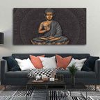 VIBECRAFTS Canvas Paintings for Living Room Drawing Room Gautam Buddha Meditating Canvas Wall Painting Fitted With Wooden Frame For Home | Office | Living Room | Gift (PTVCH_2490)