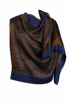 VIC Cashmere Fine Wool Zari Border Reversible Stole – Different Colors, 70×200 cm | Luxury Soft Designer Wrap | VIC-CFW-ZRWB72 (Navy)