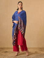 Pashmoda Women Gulpari Kaani Stole, Authentic Kashmiri Luxury Pashmina Style Shawl, Stole, (Size 28x80 Inches, Navyblue Color) MAVST06