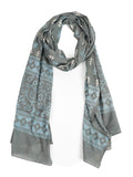 RAI SAHAB Printed Cotton Scarf for Women, Lightweight Soft Scarves Stoles for Summer & Winter(ST-91GREY10)