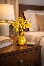 Sasha ES Citrine Crystal Money Bag Tree for Wealth, Prosperity & Good Luck, Gold Decorative Feng Shui Tree