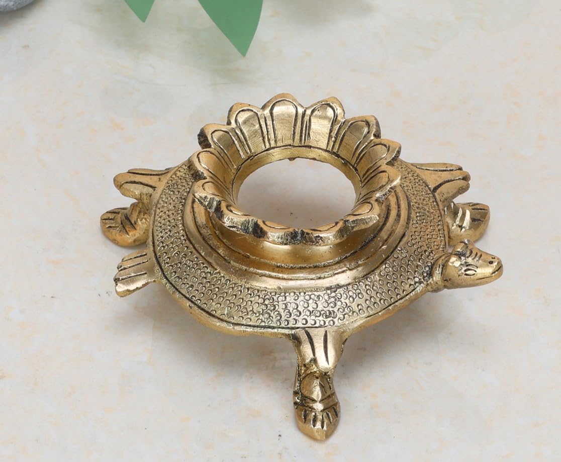 ARTVARKO Pure Brass Shankh Stand with Tortoise Conch Holder for Home Office Temple Prosperity (LxBxH-11x9x5 cm)