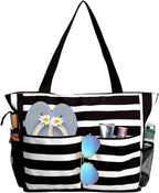 hirTa Roof Tote Bag for Teacher Women Office Girls Work Multipurpose Handbag Zipper Pocket Travel Grocery Beach Hobo Bag Waterproof Sandproof Lightweight Pool Bag(Bolt Black)