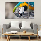 VIBECRAFTS Macaw Parrot 5 Pieces Canvas Wall Painting For Home | Office | Living Room | Gift (PTVC5Pcs4_8549)
