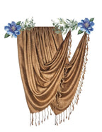 Chandwasia Crinkle Textured Fashion Scarf Shawl Wrap | For Travel Party Neck Styling And Daily Outings | Soft Lightweight Fabric Fringed Wrinkled Texture Long Stole Accessory For Women - Golden Brown