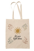 Kalaa Lifestyle Canvas Tote Bag for Women | Premium Cotton Shopping Bag | Eco-Friendly Shoulder Tote for Office, College, Travel & Daily Use and Gifting (Let Your Light Shine)