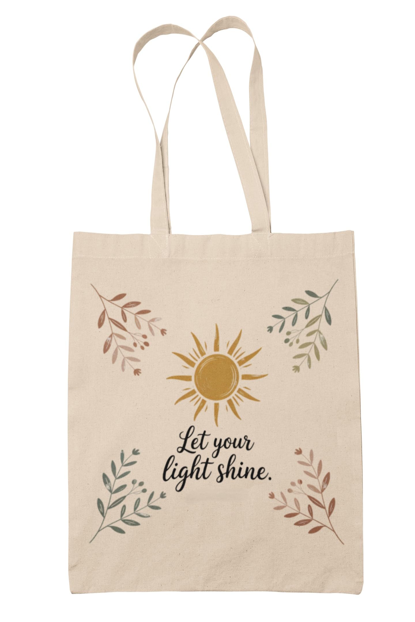 Kalaa Lifestyle Canvas Tote Bag for Women | Premium Cotton Shopping Bag | Eco-Friendly Shoulder Tote for Office, College, Travel & Daily Use and Gifting (Let Your Light Shine)