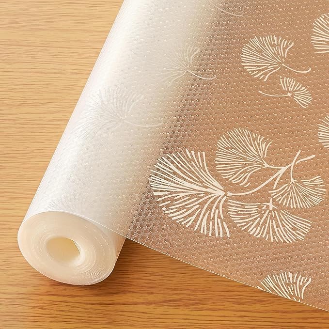 ElastPro (60 cm X 5 m) Printed Shelf Liners for Kitchen Shelves, Drawer Mat, Shelf Liner, Fridge Mats, Kitchen Cabinet Drawer Mat Liner Sheets (Fan Leaf White) Kafalo