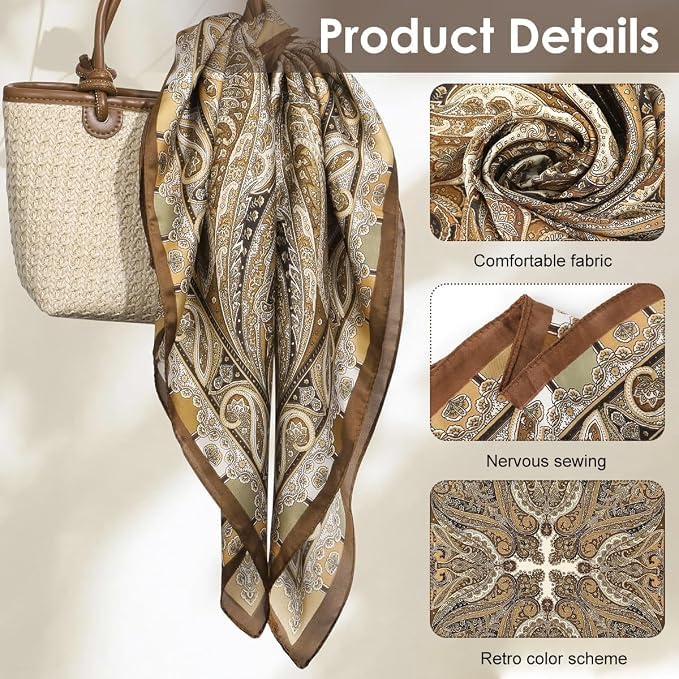 YEPZY ENTERPRISE Silk Like Head Scarf for Women Stylish Vintage Hair Scarf Floral Print Square Bandana Gift