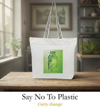 WOTM On The Move Tote | Premium Printed Cotton Canvas Tote Bag with Zipper & Inside Pocket, Stylish Everyday Travel Bag for Work, College, Office, Travel, Shopping (Say no to plastic)