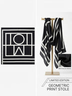 Women’s Black and White Geometory Pattern Print Border Scarf – Versatile Modest Hijab, Print Shawl/Stole for All Occasions