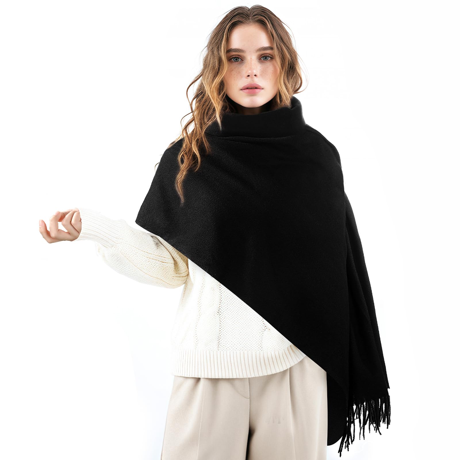 Clothirily Womens Winter Scarf, Fashion Cashmere Feel Plaid Scarfs for Women, Pashmina Shawls and Wraps, Long Blanket Scarf