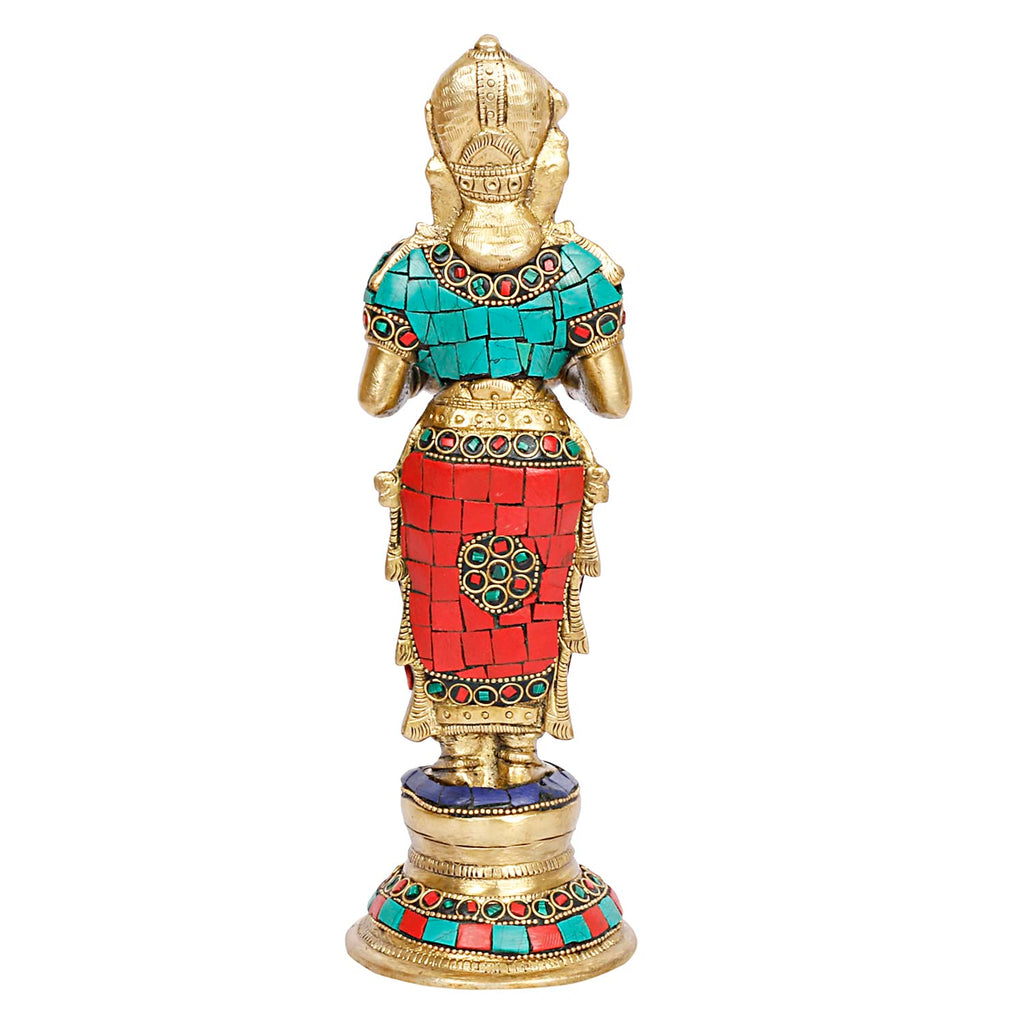 Artvarko Brass Laxmi Vilakku Diya Welcome Lady Deepluxmi Puja Decorations Indian Diwali Oil Lamp Pooja Light Mandir Home Decor Lamps Decorative Wicks Diyas 9 Inch