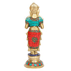 Artvarko Brass Laxmi Vilakku Diya Welcome Lady Deepluxmi Puja Decorations Indian Diwali Oil Lamp Pooja Light Mandir Home Decor Lamps Decorative Wicks Diyas 9 Inch