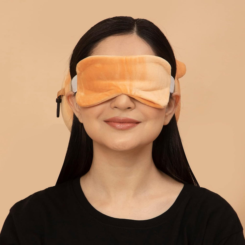 Eopzo Cotton 2-in-1 Foldable Neck Pillow and Eye Mask Combo, Multi-Color