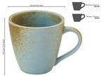 Bodhi House Handmade Ceramic Coffee Mug, Pack of 2, 350Ml, Turquoise Copper