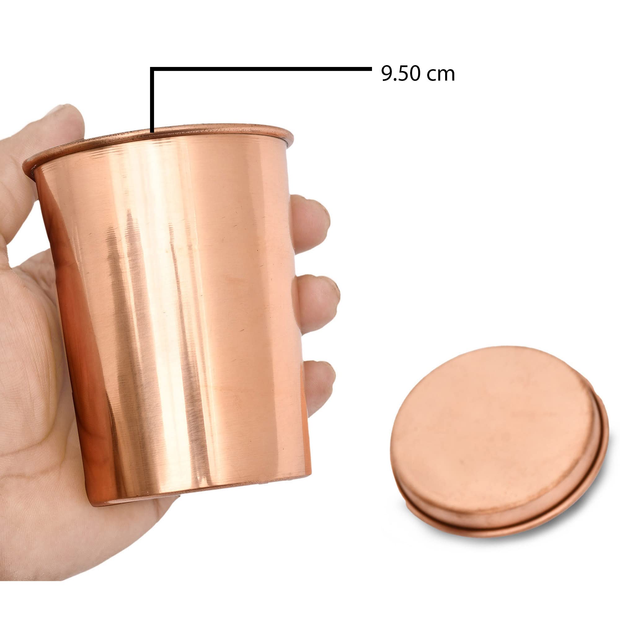 AargKraft™ Handmade Pure Copper Plane Glass with Lid Copper Plane Design Tumbler Drinkware Serveware Capacity-300 ml Each (Set of 2)