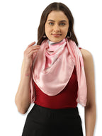 leeza store Women's Baby Pink Silk Scarf For Women – 40X40 Abstract Watercolor Soft Digital Print Fashion Accessory