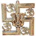 Prince Home Decor & Gifts Multicolour Handmade Decorative Feng Shui Metal Pan Leaf Hanging Metal Ganesh Ji Statue (Gold)