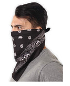 PAROPKAR Bandana Face Mask Cover Men and Women Paisley Cowboy Headband Scarf Wristband Novelty Double Sided Print 100% Cotton Handkerchiefs (White Blue Red)