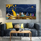 VIBECRAFTS Canvas Paintings for Living Room Drawing Room Golden Peacock In Dark Forest Canvas Wall Painting Fitted With Wooden Frame For Home | Office | Living Room | Gifts (PTVCH_2525)