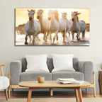 VIBECRAFTS Canvas Paintings for Living Room Drawing Room Camargue White Horses Running In Seaside Premium Canvas Wall Painting Fitted With Wooden Frame for Home | Office | Gift (PTVCH_2333)