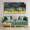VIBECRAFTS Canvas Paintings for Living Room Drawing Room Wall Painting of Golden Trees in Dark Forest Fitted with Wooden Frame for Home|Office|Gift(PTVCH_2244N)