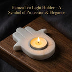 House Of Wemy Hamza Hand Marble Tealight Candle Holder – Decorative Hamsa-Shaped Marble T-Light Holder for Home Décor, Festive Ambience & Spiritual Protection – Unique Gift Idea (Pack of 1)
