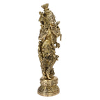 SVARUP Brass Krishna Idol Statue Playing Flute for Puja Mandir Krishan Murti Sculpture Gift & Home Decor Height 14 Inches