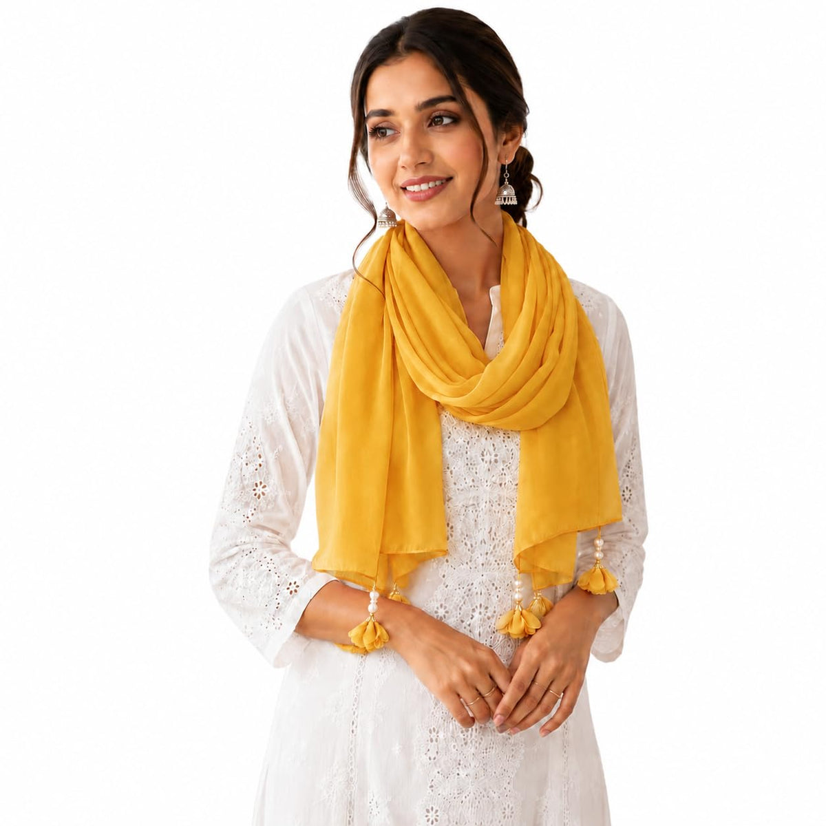 Women’s Chiffon Scarf Soft Lightweight Premium Stoles for Girls & Women | Stylish Modest Wear Dupatta for Daily & Party Use (Mustard)