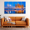 VIBECRAFTS Gurdwara Sri Harmandir Sahib Golden Temple Five Pieces Wall Painting For Home|Office|Living Room|Gift (PTVC5Pcs4_8578)