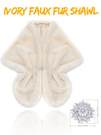 Zehory Wedding Faux Fur Shawl Wrap Winter Stole Shrug Bridal Evening Cape Scarf Cover Up for Bride and Bridesmaids (Ivory)…