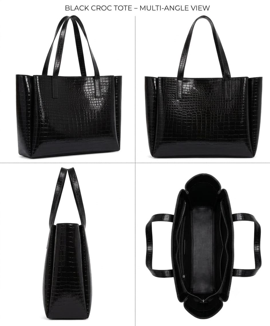 CRAFTSMAN HAVEN Spacious Tote Bag For Womens Handbag Ladies Purses, With Zip Closure Shining Synthetic Leather | Spacious (black)