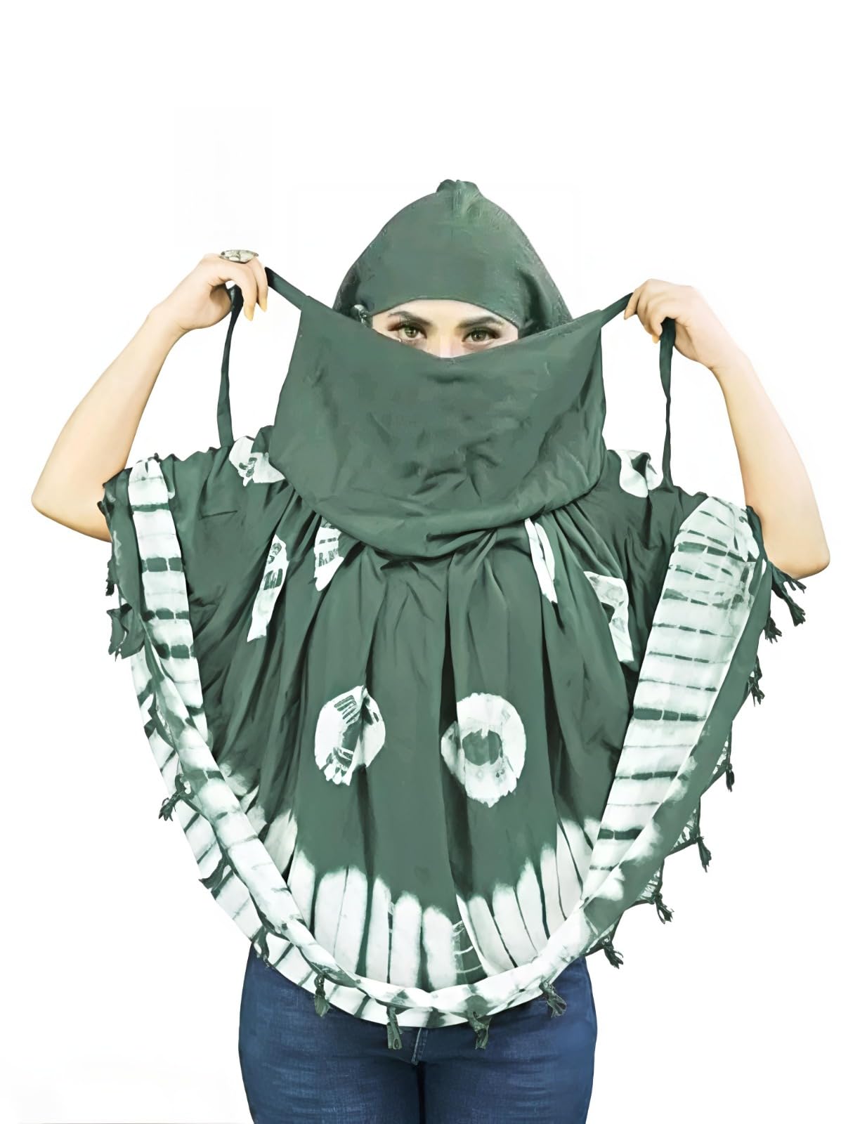 Krevaa Stylish Printed Pattern Fancy Scarf With Sun Protection Cover Face Cotton Mask for Women's and Girls.Tie-Dye Scarf for Women, Maroon and White, Hijab Style (PISTA)