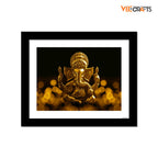 VIBECRAFTS Lord Ganesha Premium Wall Frame Painting Digital Reprint Posters with Synthetic Wooden Frame Home, Office Decorative Gift Item(11 inch x 9 inch)(PFVC1Pcs3H_501)