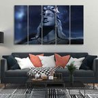 VIBECRAFTS Adiyogi Shiva Statue Canvas Wall Painting of Five Pieces For Home|Office|Living Room|Gift (PTVC5Pcs4_8720N)