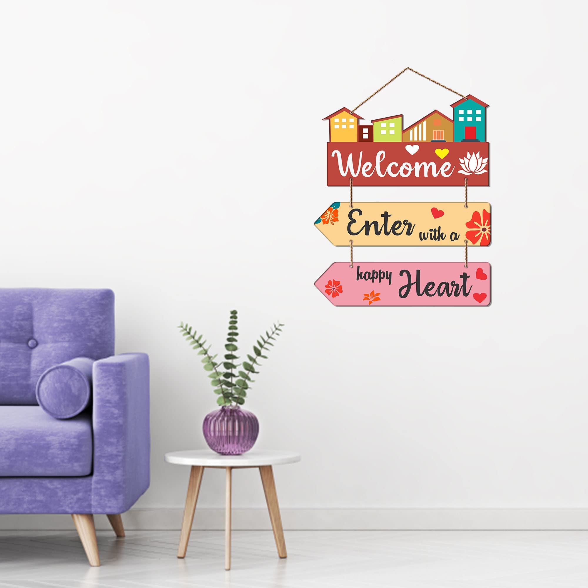 Artvibes Welcome Home Quote Wooden Wall Hanger for Gateway | Quotes Decor Item | Door Quotes Hanging | Wall Poster | Art Print | Gift Items for Home Decor | Wall Accent (WH_5805N) | Modern Decor
