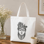 Adorvue Shrinath Ji DIY Art Tote Bag for Kids & Adults – Reusable Canvas Cotton Tote Bag for DIY Painting & Creative Activities, Stylish Eco-Friendly Bag for Shopping, Travel & College Pack of 1