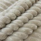 AWARD VELVETS Premium Faux Rabbit Fur Plush Luxury Soft Fluffy Striped Decorative Throw Pillow/Cushion Covers for Sofa, Couch, Living Room - (Beige, 16 x 16 inch) Set of 2