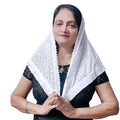 Devino Ora Elegant White Lace Triangle Scarf/Shawl, White Rose, 1