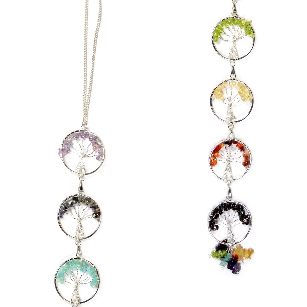 Crystu 7 Chakra Hanging | 7 Chakra Wall Hanging, 7 Chakra Tree of Life | Crystal Hanging Items