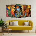 VIBECRAFTS Classic Krishna Premium Wall Painting Set of Five Pieces For Home|Office|Living Room|Gift (PTVC5Pcs2_6590)