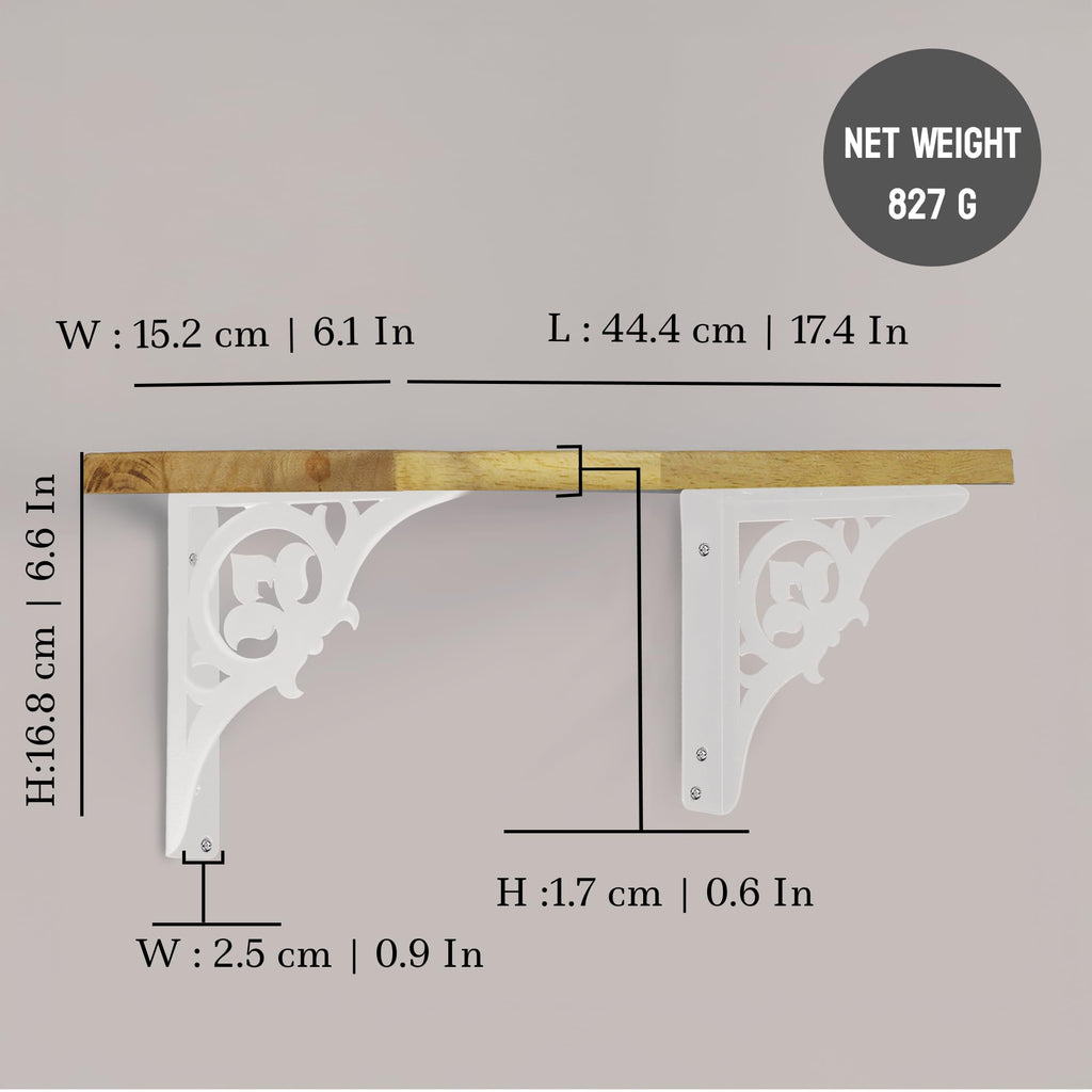 Spillbox Wooden Pooja Home Temple|White Metal Shelf |Wall Mountable|Easy Screw Assembly|Home Temple for Puja Room |Pooja Stand | Mandir-SINGLE FLORAL (White small)