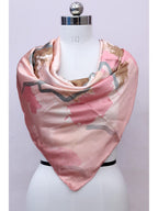 leeza store Women's Baby Pink & Golden Black Polyester Satin Silk Square Digital Printed Scarf ||Dupatta|| Stole|| Beach Wear||Fashion Accesorries || Bandana || Head Scarf || Hair Wrap, For Female
