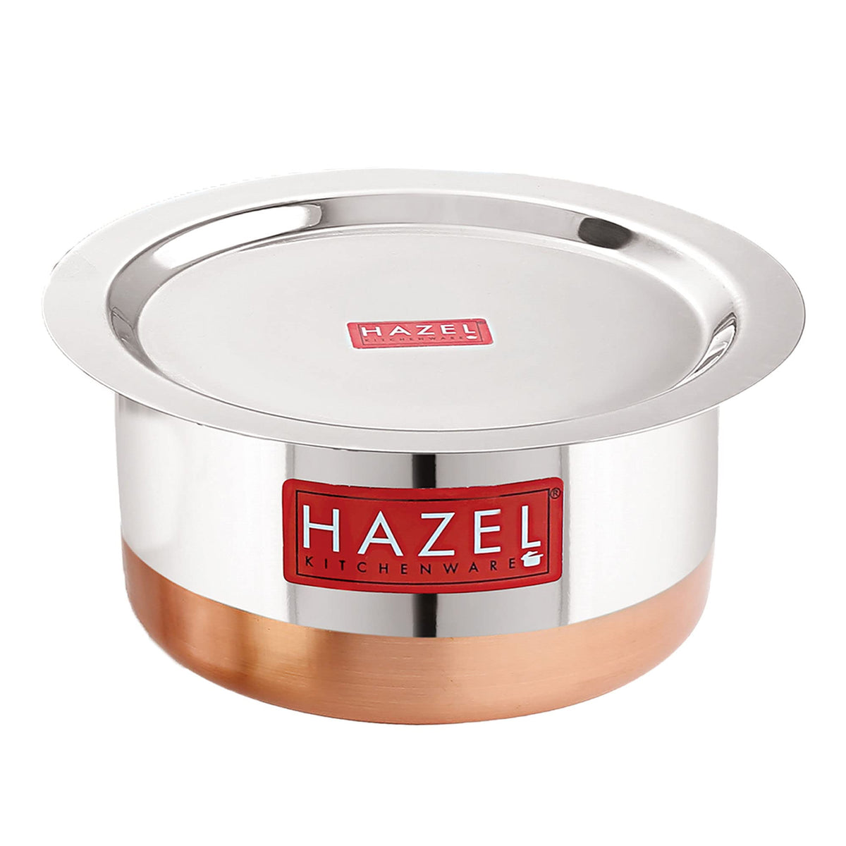 HAZEL Steel Copper Bottom Tope With Lid | Cooking Vessels and Utensils | Stainless Steel Patila, Capacity 5200 ml