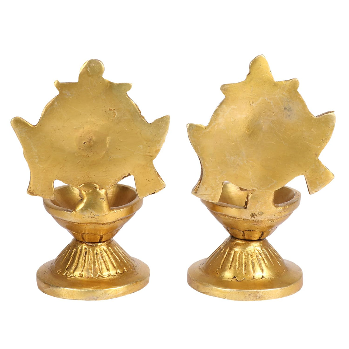 Svarup Brass Shankha-Chakra Diya Set: Home Temple Aarti Deepam, Puja Jyot, Table Mandir